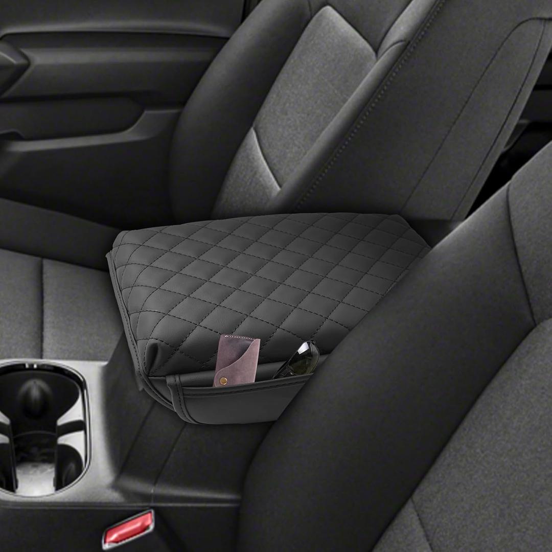 SXCY 2023 2024 Chevy Colorado Armrest Cover 2023 Colorado Center Console Cover for 2024 Chevrolet Colorado LT/WT/TRAIL BOSS/Z71/ZR2 Accessories Armrest Console Pad Colorado Console Cover(with Pockets)