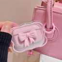 Cute AirPods 4 Clear Case, Girly 3D Bow Design Soft TPU Protective Shockproof Kawaii Airpod iPod 4th Generation Cover with Cleaner Kit & Keychain for Girls Women