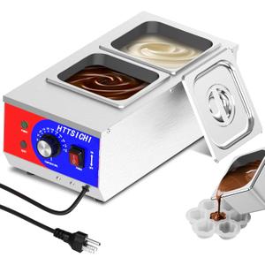 Chocolate Tempering Machine - Commercial Chocolate Melting Machine w/ 7.5L Capacity, 1200W Professional Heated Chocolate Melter w/Stainless Steel Body, 110V,2 Tanks