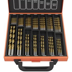 ENERTWIST Titanium Coated Drill Bit Set, 99 Pcs High-Speed Steel HSS Twist Bits for Metal, Wood, Plastic, Aluminum Alloy - 135° Metric Set (1.5mm-10mm) with Storage Case