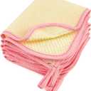 Pink Exfoliating Wash Cloths, 5 Pack, 9.4 x 7.8 inches, Nylon/Cotton, Dual-Sided, Machine Washable