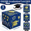 2 x OHOME Graduation Decorations 2026 - Blue Gold Graduation Card Box for Graduation Decorations Class of 2026 - Graduation Party Decorations Decor Supplies Favors,Graduation Centerpieces 2026