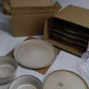 GBHOME Ceramic Dinnerware Sets for 4, 12 Pieces Stoneware Plates and Bowls Sets, Scratch Resistant Dishes, Dishwasher & Microwave Safe, Reactive Glaze-Cappuccino