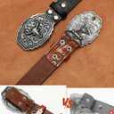 SANSTHS 2 Pack Cowboy Western Belt Strap with a Buckle, Men Women Embossed Cowboy Cowgirl Belt Strap for Jeans Gifts