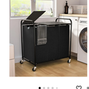 180L (47.55 Gal) Laundry Sorter 3 Section, Rolling Laundry Basket with Lockable Wheels and Lid, Laundry Hamper with 3 Separated Removable Bags Dirty Clothes Hamper for Laundry Room Organizer, Black