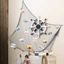 Large Fish Net Decorations for Party, Natural Cotton Hawaiian Party Fishing Net Wall Clip Photo Holders, Fishnet Under Sea Pirate Ocean Nautical Themed Beach Decor DIY, 79"x158" inch, Blue