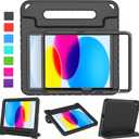 LTROP Kids Case for iPad 11th Generation (A16) 2025/ 10th Generation (10.9-inch, 2022) with Screen Protector, Durable Shockproof Handle Stand Kids Cover for iPad 11th/ 10th Gen, Black