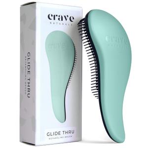 Crave Naturals Glide Thru Detangling Hairbrush That Glides Through Tangles for Wet, Dry and Damaged Hair - Gentle Detangler Styling Tool for Adults, Kids, Men and Women - 7.5 x 3 in, Turquoise