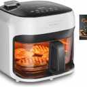 Boswell Glass Air Fryer 7.5QT, Transparent Glass Bowl, White