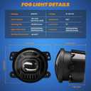 4 Inch Round LED Fog Lights for 2007-2018 Jeep Wrangler JK JKU 2018-2024 Jeep Wrangler JLU Accessories, 60W White Amber Off-Road Lamps Black Front Bumper LED Fog Lights Assembly, DOT Approved