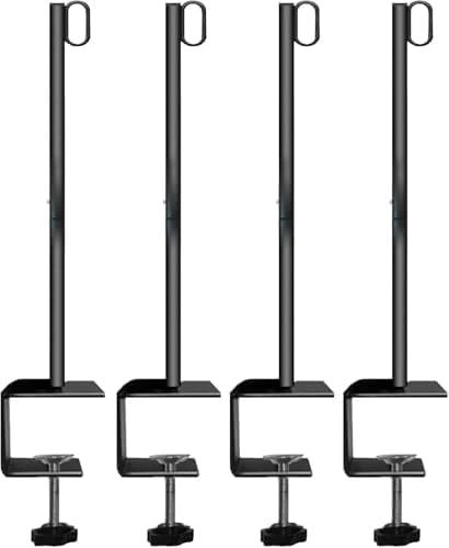 Outdoor String Light Poles 4 Pack 31.5" for Garden Backyard Deck Fence Railing Eaves，Hanging Bird Feeders, Lanterns, Wind Chimes, Flower and Plant Baskets