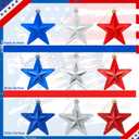 60 Pcs Patriotic Star Hanging Ornaments 4th of July Tree Decoration Red Silver Blue Ornaments for Tree Patriotic Independence Hanging Pendant Decor for 250th Anniversary Independence Veteran Day Decor