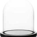 WHOLE HOUSEWARES Decorative Clear Glass Dome | 6" D x 10" H Cloche Bell Jar Display Case with Black Wooden MDF Base | for Tabletop Centerpieces, Collectible, Candles, Fairy Lights, Plants, & Antiques (9.8 cm Tall)