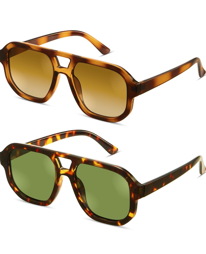 livho Trendy Polarized Square Aviator Sunglasses Women Men Square Eyewear Frame, Retro Sun Glasses for Women Men 2025 Shades