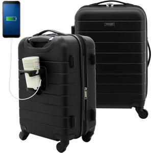 Wrangler Smart Spinner Hardside Luggage, 22-Inch Carry-On, Black