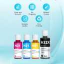 31 32XL Ink Bottle Set High Yield Ink Refills Compatible for HP Smart Tank 5101 7301 7602 7001 6001 Plus 551 651 455 457 450 All-in-One Printers, 4-Pack (165ML 32XL Black Ink, 100ML 31 Color Ink)