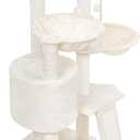 Wang Xin Three Layer Cat Tree with Cat Condo Scratch Pad and Two Hammocks,Beige