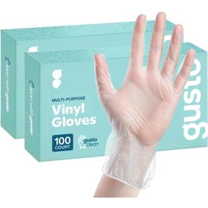 GUSTO Disposable Vinyl Gloves  Clear, Latex-Free, Powder-Free, BPA-Free  Safe for Food Handling, Cooking & Cleaning (Large)