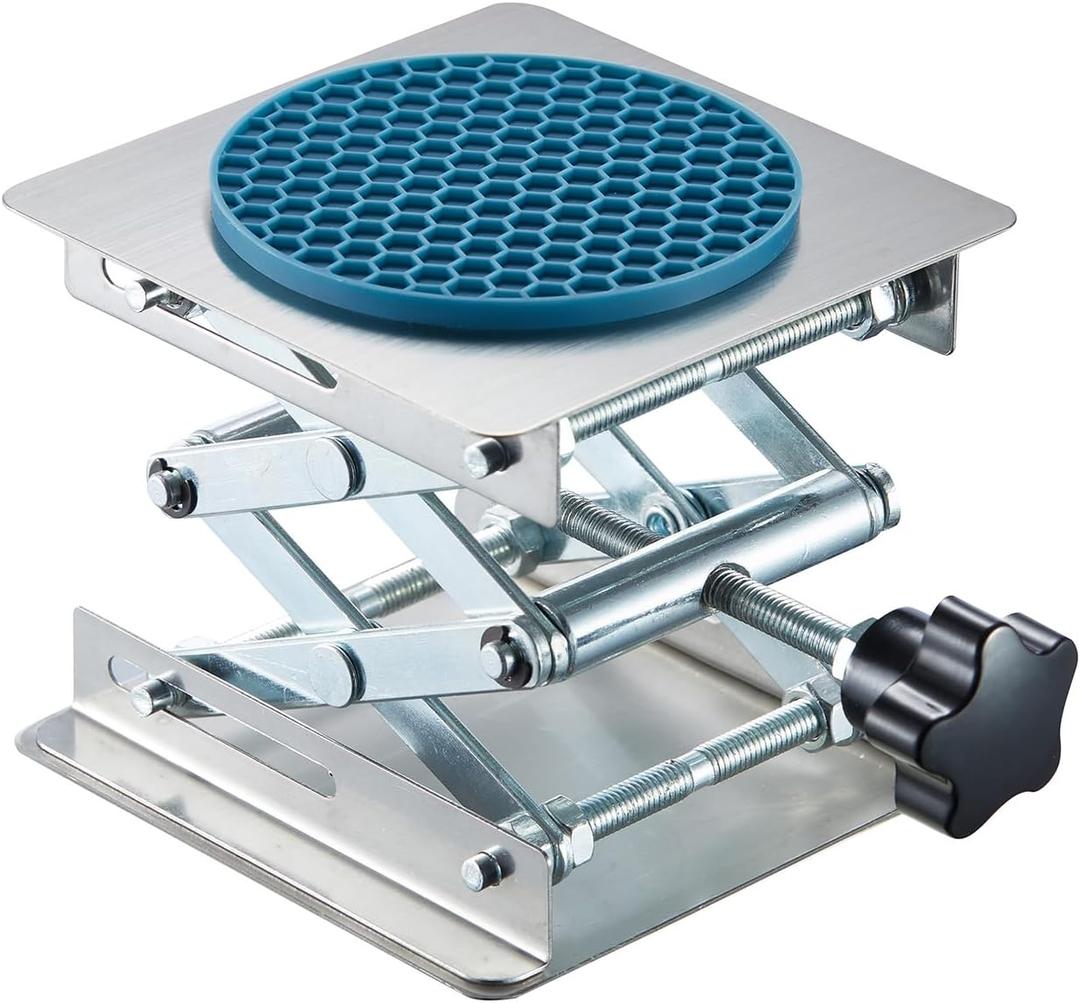 Non-Slip 4 x 4 Inch Lab Scissor Jack Stand Laboratory Mini Scissor Jack Lift Stand Stainless Steel Platform,Adjustable Height 50-160mm, Support Weight 5kg