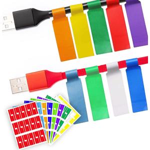 270 PCS Tear Resistant Cable Labels, 9 Colors Waterproof Cable Tags Wire Labels for Management, Cord Label Can Write On, Self Adhesive Wire Label Printable for Laser Printer and Handwriting