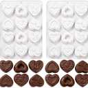 2 x Valentine's Day Love Heart Chocolate Silicone Mold - 12-Cavity Heart/LOVE Pattern Baking Mold for Chocolate/Candy/Food-Grade, 8.7x6.5x0.7in