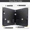 IvyRobes PU Leather Sheet Music Folder, 12.5" x 10" Choir Folder with Elastic String & Hand Strap,10 Pockets Fits 8.5" x 11", A4, 9" x 12" Sheets for Piano,Choral & Music Performance Black