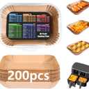 200PCS Air Fryer Liners for Ninja: Higher Non-Stick Disposable Parchment Paper Liner for Ninja DZ201/DZ401 Dual Airfryer Baking - Food Grade Ninja Air fryer Accessories (Rectangle - 8.6 x 5.5 inch)