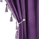 Fazhesici Purple Blackout Velvet Curtains 96 inches Long Windows Rod Pocket Drapes with Tassels Soundproof Thermal Curtains for Living Room 2 Panels Set 52" x 96"