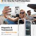 Stronger Magnetic & Shockproof for iPhone 17 Pro Max Case,Fit for MagSafe, with Screen Protector & Wrist Strap, Military-Grade Drop, Translucent Slim for iPhone 17 ProMax Case,Glacier White