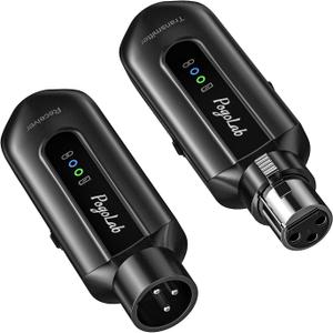 Wireless Microphone Transmitter Receiver 2.4Ghz, XLR System, Rechargeable Adapter for Audio Mixer, Dynamic Mic, 48V Phantom Power for Condenser Mic (Black)