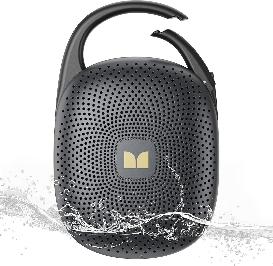 Monster Clip-On Speaker with Carabiner, Ultra-Portable Bluetooth 6.0 Shower Speaker IPX7 Waterproof, 29H Playtime Small Wireless Speaker for Hiking Camping Beach Outdoor Travel - Black