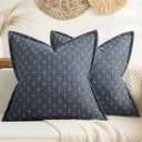 MIULEE Decorative Burlap Linen Throw Pillows Covers 18x18 Inch Blue Vintage Couch Pillow Covers Outdoor Modern Farmhouse Pillowcase Woven Textured Cushion Cases for Sofa Bed Livingroom