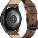 Leather Band for Men Compatible with Samsung Galaxy Watch 7/6/5/4/Active 2 40mm 44mm/Watch 6 Classic 43mm 47mm/Watch 5 Pro 45mm/Watch 4 Classic 42mm 46mm, 20mm Wristband Replacement Strap