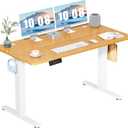 DUMOS 55 Inch Electric Standing Desk Height Adjustable, Sit to Stand Computer Workstations Large Work PC Table Home Office Writing Gaming Desks with Memory Presets for Walking Pad, Bedroom, Oak