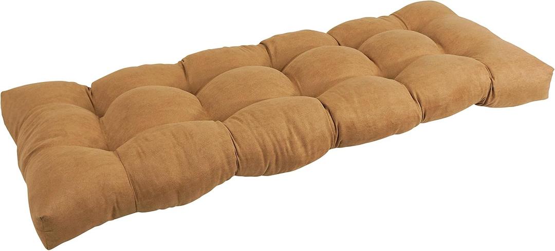 Blazing Needles Microsuede Tufted Bench Cushion, 46" x 19", Camel