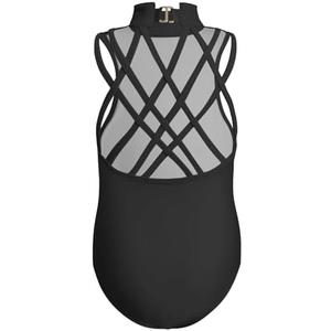 Phineein High Neck Gymnastics Leotard with G-hook Closure Sleeveless Criss-cross Backless Dance Leotard Size 10-11Y