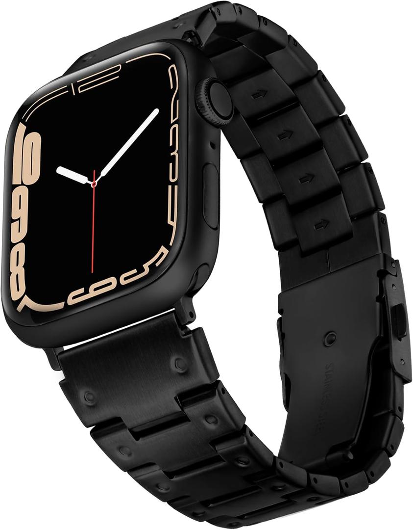 3 x wipalor Stainless Steel Mens Metal Watch Bands Fit Apple Watch Bands 49mm 45mm 44mm 42mm for Mens Women, Fit Business iPhone iWatch Bands for Men Ultra 2 1 Series 9 8 7 6 5 4 3 2 1 SE -Black