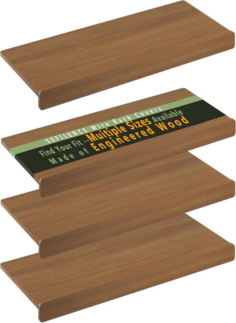 Wire Rack Covers for Shelves, Premium Engineered Wood Wire Shelf Covers for Pantry, Closet(4pcs, 32" W x 16" D)