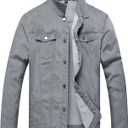 QIMYUM Jean Jacket For Men, Distressed Slim Denim Jacket (X-Large, Gray)