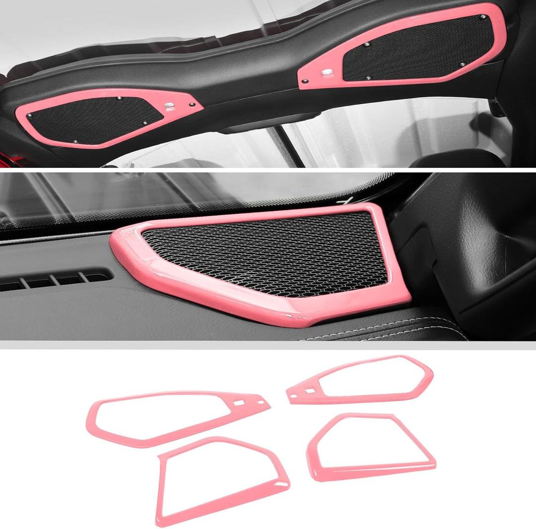 JWWY for Jeep JL Speaker Audio Player Trim Top & A Pillar Cover Trim for 2024-2025 Jeep Wrangler JL JLU & Gladiator JT 4xe Interior Accessories ABS 4PCS Pink