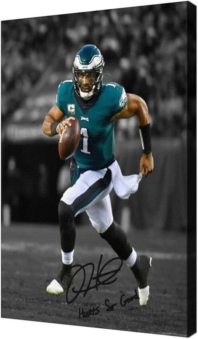 WHZKCYH American Football Sports Eagles Poster For Kids Fun Teen Birthday Christmas Gifts Jalen Hurts Rugby Star Posters Frames Canvas Wall Art Print Picture For Home Room Decor