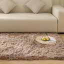 Goolela Faux Fur Rug for Bedroom 3x5 Light Brown Beige Fluffy Furry Fuzzy Sheepskin Rug Bedside Living Room Soft Rectangle
