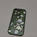 GVIEWIN for iPhone 16 Pro Case Compatible with MagSafe, [Military Grade Protection] [Screen Protector] Full Camera Protection Floral Translucent Women Magnetic Phone Case, Aquilegia/Forest Green