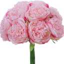 10PCS Deep Pink Realistic Silk Peonies Bouquet, Waterproof & UV Resistant Faux Peony Flowers, All-Weather Artificial Stems for Outdoor, Grave, Wedding Centerpiece & Home Decor