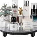 Anyoifax 360 Rotating Makeup Organizer Perfume Tray Skincare Holder Spinning Cosmetic Storage Bathroom Countertop Organizer Lazy Susan Turntable for Dresser, Vanity, Kitchen, Large Black (11")