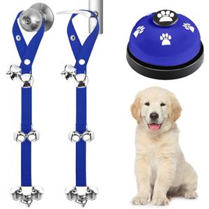 3 Pack Dog Doorbells, Pet Training Bells for Go Outside Potty Training and Communication Device Large Loud Dog Bell Cat Puppy Interactive Toys Adjustable Strap Door Bell (Dark Blue)