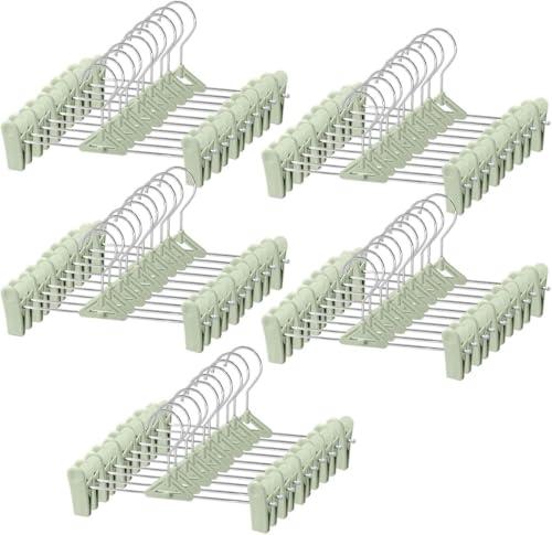 Northern Brothers Space Saving Pants Hangers with Clips, 50 Pack, Green, Plastic