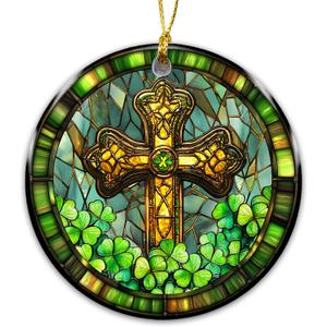 7 x Irish Ornament 2025, Celtic Cross Ornament with Shamrocks  Irish Faith Home Dcor, Easter Gift, Catholic Keepsake Symbol of Faith & Blessings