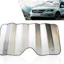 1 PC Car Front Windshield Sun Cover, 55.1" x 27.5" Thickened Double-Sided Bubble Insulation Cooling Protection, Suction Cup Installation Full Coverage Sun Shade, Universal for Cars (Silver)