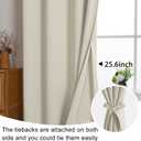 JIUZHEN Ivory Blackout Curtains with Tiebacks - Thermal Insulated, Light Blocking and Noise Reducing Grommet Curtains for Bedroom and Living Room, Set of 2 Window Curtain Panels, 42 x 63 Inch Length